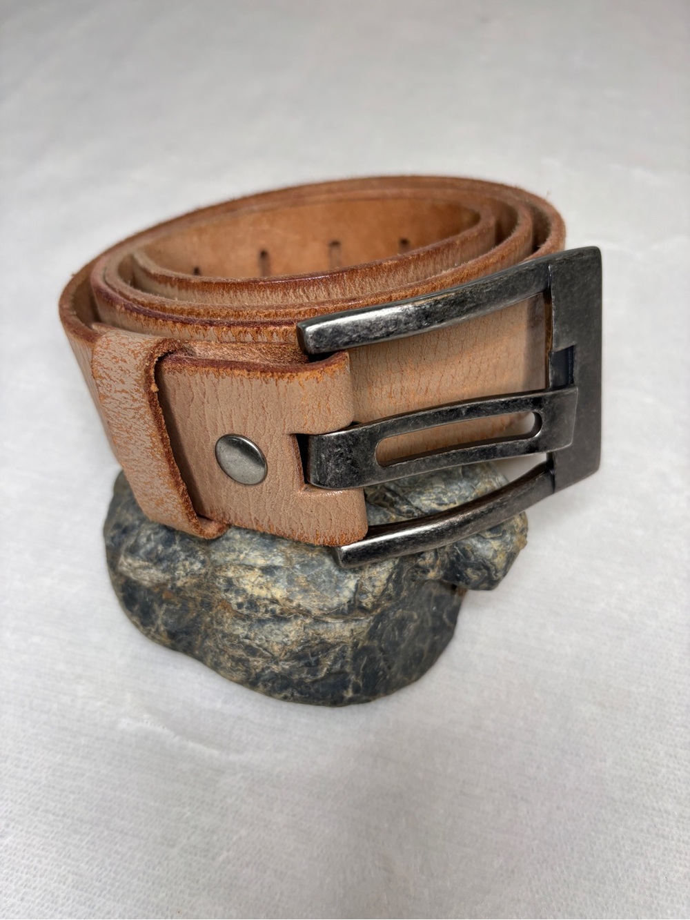 Bill Adler Rustic Light Tan Genuine Leather Belt 38